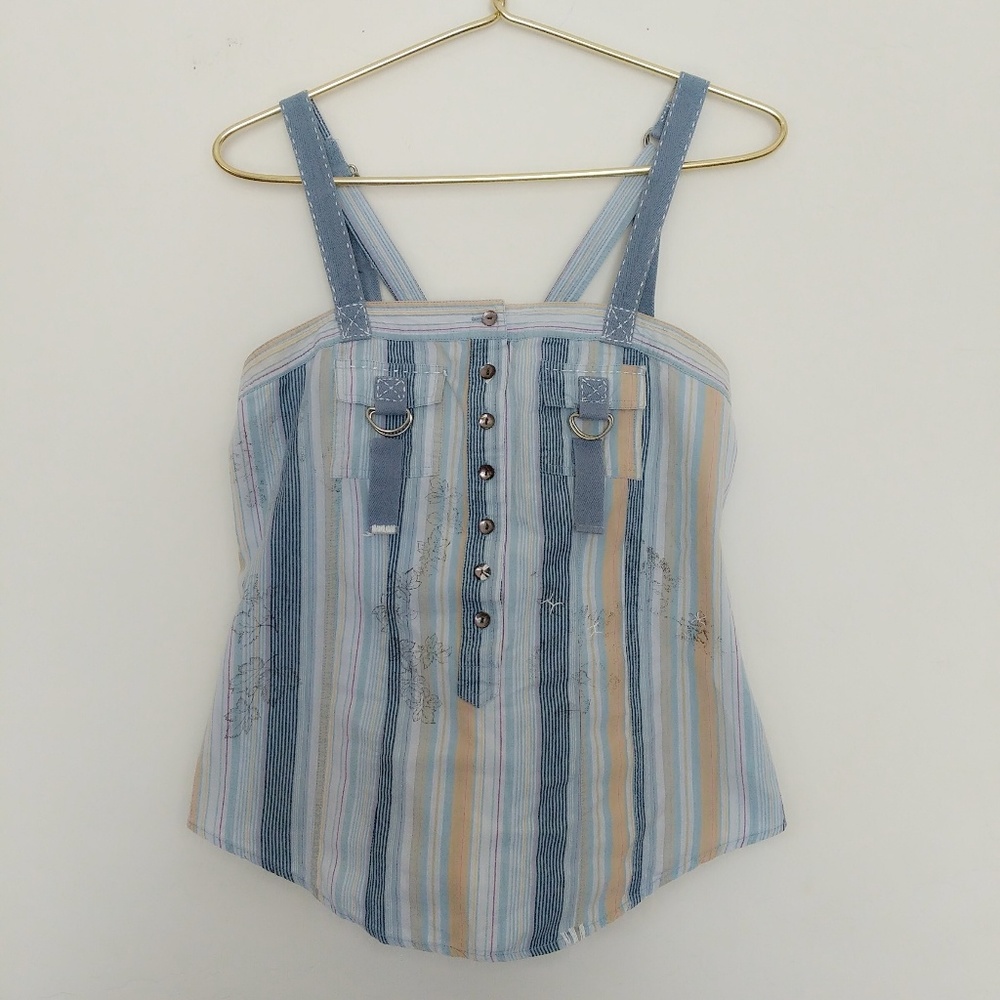 Free People sz 4 S women's blue stripe tank top